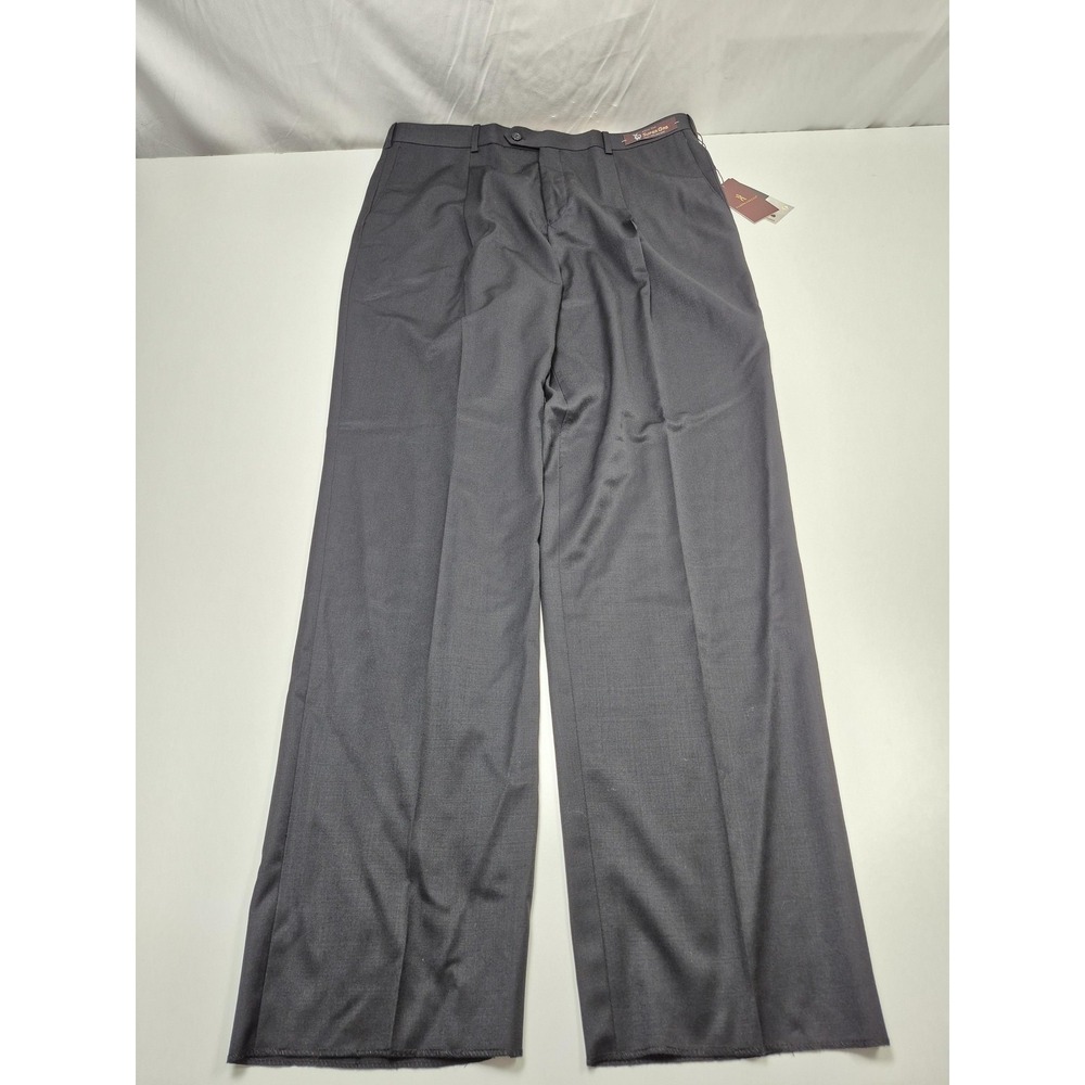 Cianni Cellini Dress Pants Mens 40x36 Black Wool Pleated Straight Unhemmed NWT